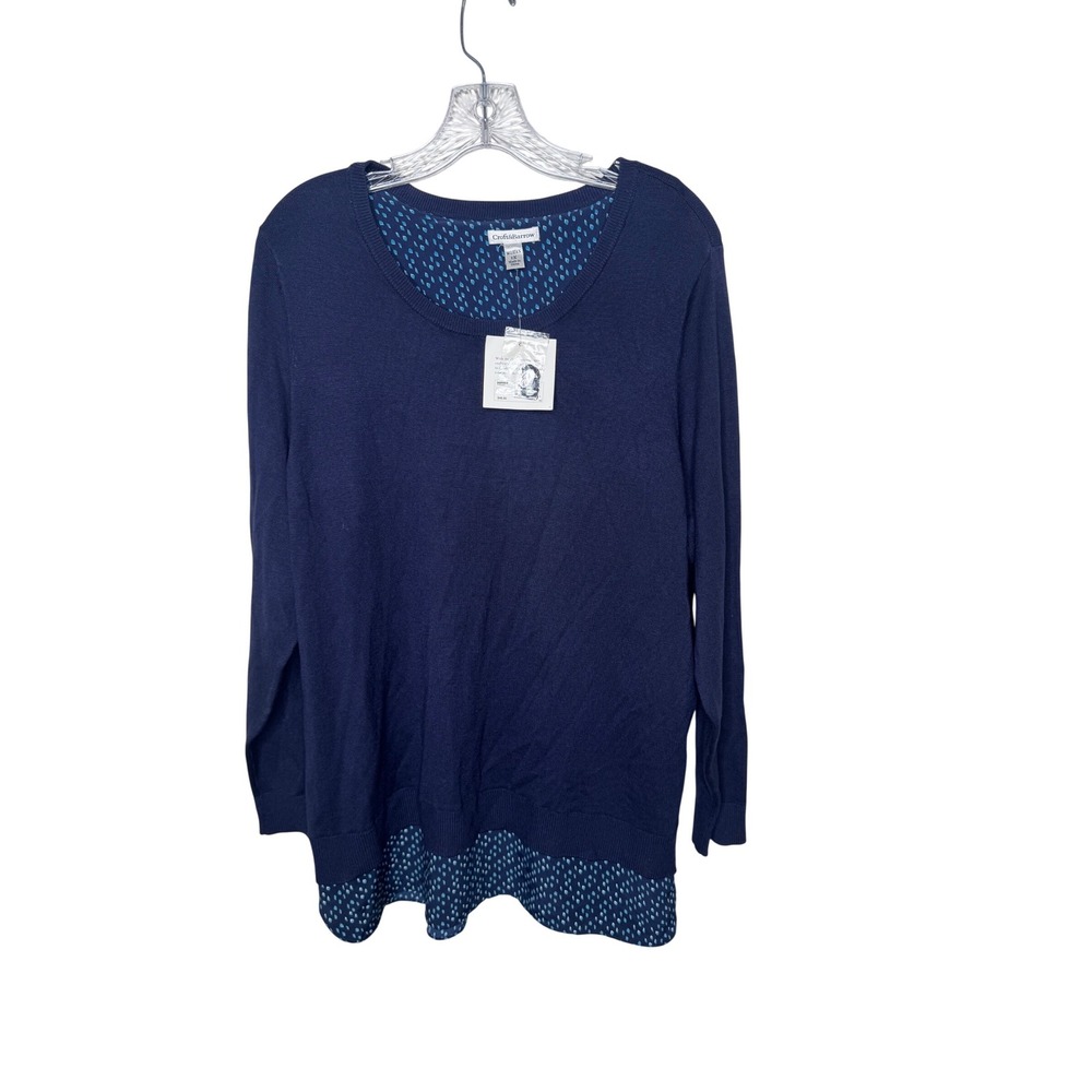 Croft & Barrow Navy Blue Layered Look Tunic Sweater Plus Size 1X New With Tags - Picture 1 of 7